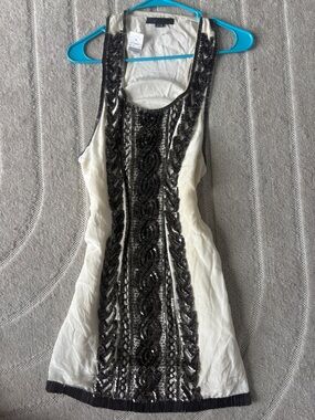 Alexander Wang Ivory Mini Dress with Black Embellishment